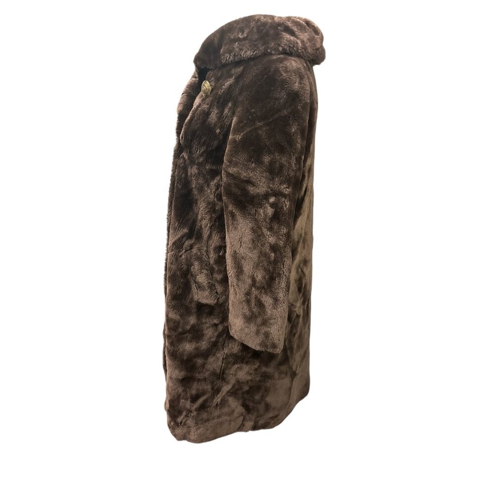 Vintage NORBA Brown Faux Fur Long Women’s Medium Large Statement Winter Coat - Picture 3 of 14
